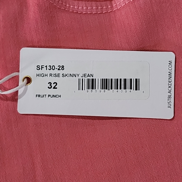 Just Black Denim High-Rise Skinny Cotton and Spandex Blend Pink Jeans Size 32 - Picture 9 of 10